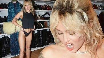 Miley Cyrus Goes Topless in a Pair of Black Undies on fanspics.com