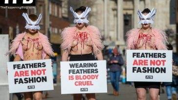 PETA Topless Protest at Use of Feathers in the Fashion Industry on fanspics.com
