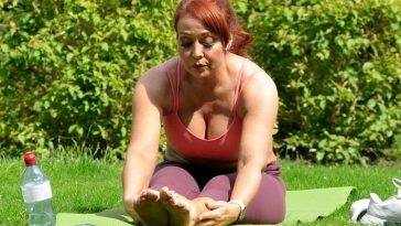 Amy Anzel Puts on a Busty Display During Outdoor Workout on fanspics.com
