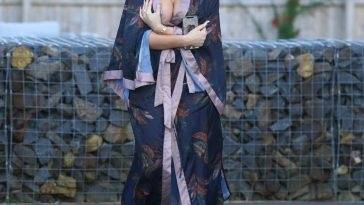 Busty Chloe Ferry Steps Out in Dressing Gown to Take Delivery of Christmas Trees on fanspics.com