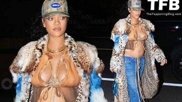 Rihanna Shows Off Her Growing Baby Bump as She Exits Giorgio Baldi on fanspics.com