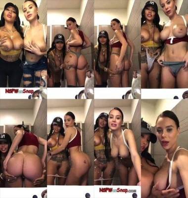 Lana Rhoades with friend public bathroom teasing snapchat premium 2019/01/14 on fanspics.com