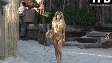 Lindsay Brewer Looks Hot in a Yellow Bikini on fanspics.com