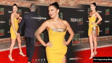 Adriana Lima Showcases Her Model Legs in Yellow and Gold Mini Dress (70 New Photos) on fanspics.com