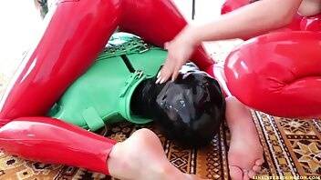Evilwoman red latex facesitting and bare feet worsh onlyfans leaked video on fanspics.com