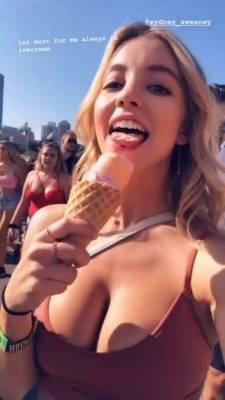 Sydney Sweeney Being Tease by Showing her Licking Skills. She's Drop Dead Gorgeous, her Incredible Rack is Just Unavoidable. on fanspics.com