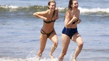 AnnaLynne McCord & Rachel McCord Take a Dip in The Ocean in Los Angeles on fanspics.com