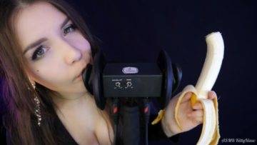 KittyKlaw ASMR Banana 3 Dio Licking Mouth Sounds Video on fanspics.com