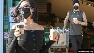 Braless Kourtney Kardashian & Travis Barker Go Grocery Shopping Together at Erewhon Market on fanspics.com