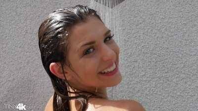 Leah Gotti gets drenched under the shower on fanspics.com