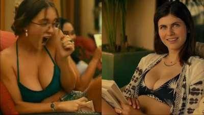 Which cleavage gets your load?-Sydney Sweeney or Alexandra Daddario in same episode of 'The White Lotus' on fanspics.com