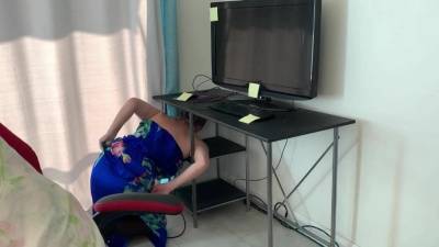 Stepmom gets stuck in a desk and stepson fucks her1 3 on fanspics.com