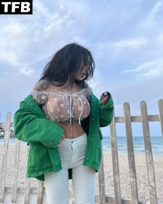 Alexis Mucci Shows Off Her Nude Boobs on the Beach on fanspics.com