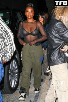 Justine Skye Flashes Her Nude Breasts After Enjoying Dinner in LA on fanspics.com