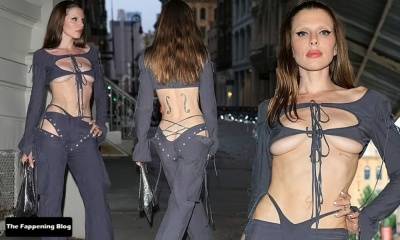 Julia Fox Shows Off Her Ass Crack and Underboob in NYC on fanspics.com