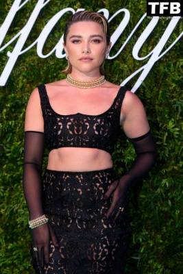 Braless Florence Pugh Looks Hot at The House of Tiffany & Co Vision and Virtuosity Exhibition in London on fanspics.com