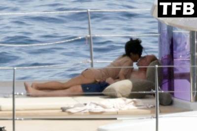Salma Hayek Puts on a Steamy Display With Her Husband While Relaxing on a Yacht on Holiday in Capri on fanspics.com