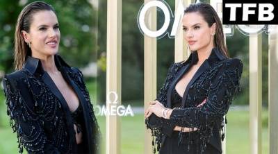 Alessandra Ambrosio Flaunts Her Sexy Tits at the the OMEGA 18Her Time 19 Party in Madrid on fanspics.com