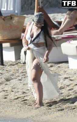 Alysha Behague Flaunts Her Curves on the Beaches of Mykonos Island on fanspics.com