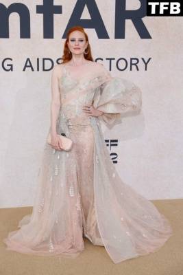 Barbara Meier Poses in a See-Through Dress at the 28th amfAR Gala in Cap d 19Antibes on fanspics.com