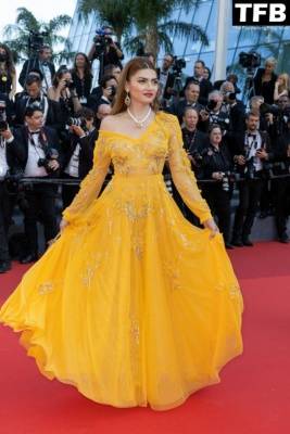 Blanca Blanco Looks Hot in a See-Through Yellow Dress at the 75th Annual Cannes Film Festival on fanspics.com