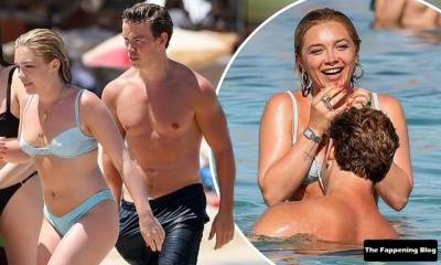 Florence Pugh & Will Poulter Enjoy a Flirty Beach Day in Ibiza on fanspics.com