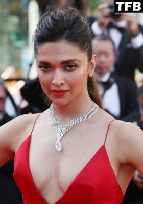 Deepika Padukone Looks Beautiful in a Red Dress During the 75th Annual Cannes Film Festival on fanspics.com