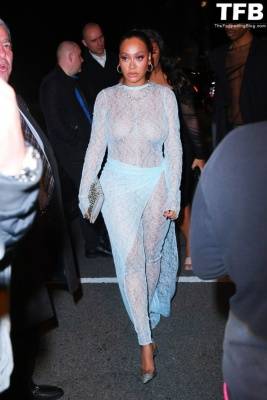 La La Anthony Steps Out in a Lace See-Through Dress for a Met Gala After-Party on fanspics.com