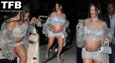 Rihanna Flashes Her Areolas as She Celebrates Her First Mother 19s Day with ASAP Rocky at Giorgio Baldi on fanspics.com
