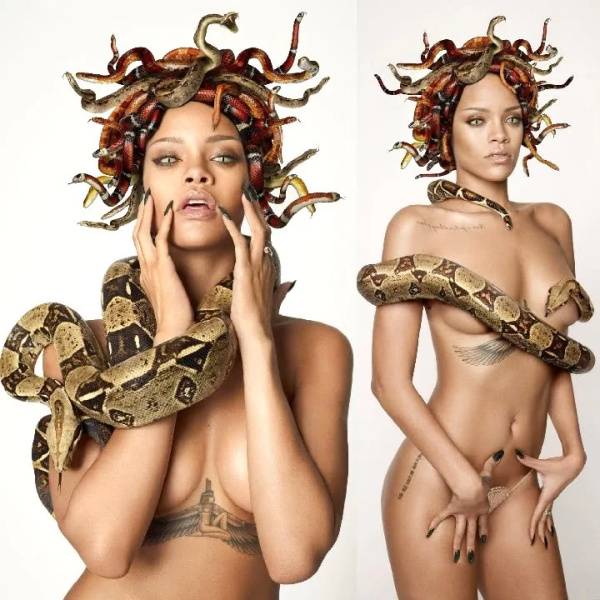 Rihanna Snake Photoshoot Nude Photos  on fanspics.com