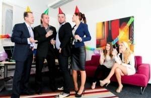 Birthday celebrations get out of hand when group sex fucking breaks out on fanspics.com