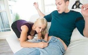 Hot blonde MILF Sarah Vandella sucks the sperm from her stepsons long cock on fanspics.com