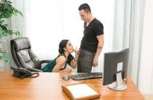 Long legged sexy clothed secretary stips to ride cowgirl in the office on fanspics.com