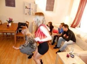 Fully clothed pornstars have some pissing fun at the house party on fanspics.com