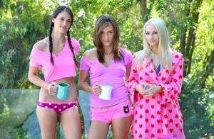 Real life lesbians have a threesome after downing their morning coffee on fanspics.com