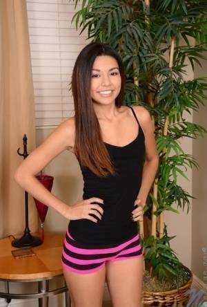 Sweet Latina teen Serena Torres pleases her bald snatch with a vibrator on fanspics.com