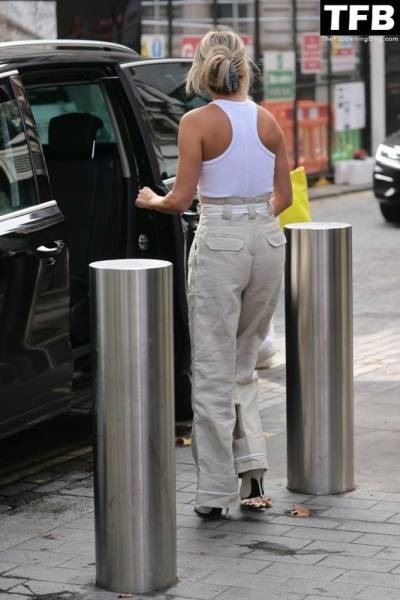 Ashley Roberts Leaves Little to the Imagination Stepping Out From Heart Radio Braless on fanspics.com