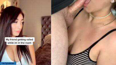 Sexy babe is waiting for her boyfriend to fuck her, while he gave TikTok dick sucking to his girlfriend on fanspics.com