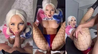 ScarlettKissesXO Harley Quinn Cosplay Sex Tape Video on fanspics.com