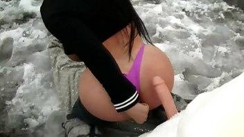 Korina Kova Snowman Outdoors Public Dildo Doggy Fucking Porn on fanspics.com