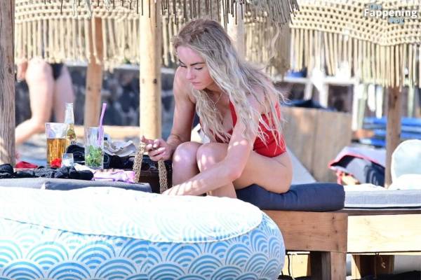 Katie McGlynn Stuns in a Red Bikini as She Hits the Beach in Greece with Ricky Raymen (32 Photos) - Greece on fanspics.com