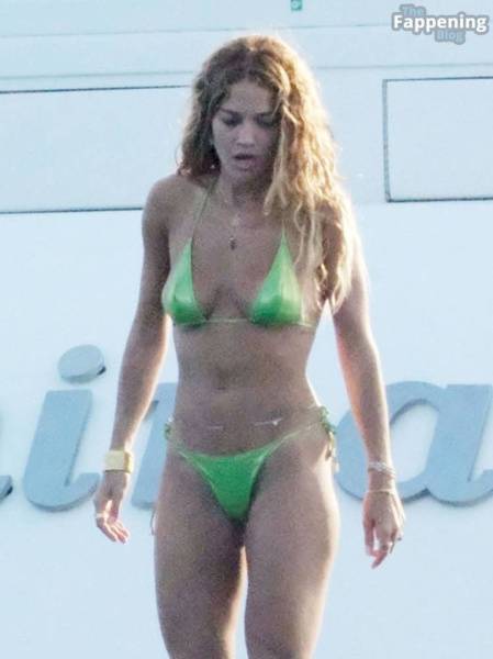 Rita Ora Displays Her Sexy Tits & Butt in a Green Bikini (65 Photos) on fanspics.com