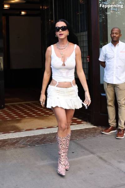 Katy Perry Displays Her Sexy Figure in a White Outfit (70 Photos) on fanspics.com